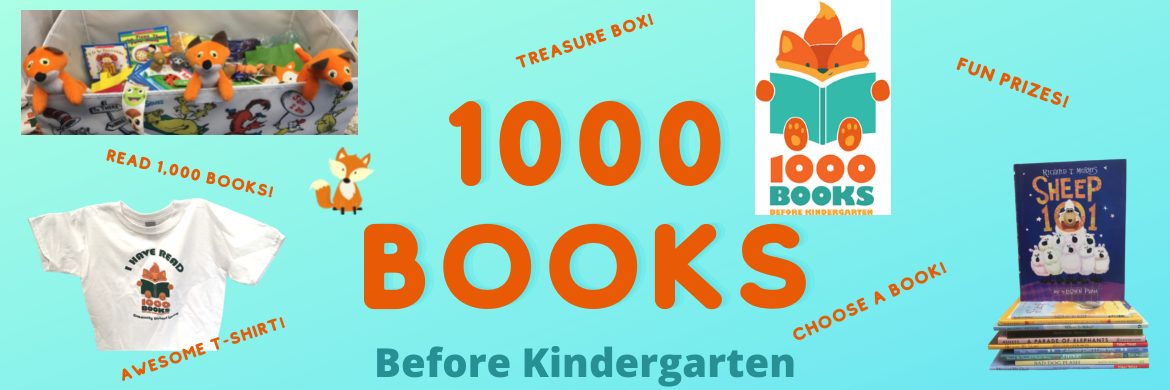 Fun images of prizes for 1000 Books before Kindergarten