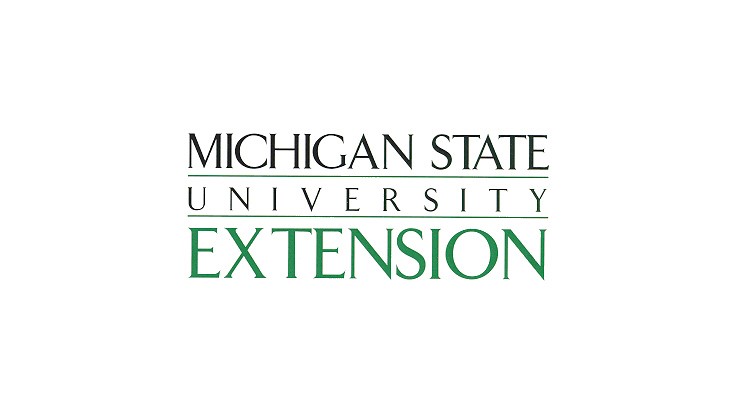 black and green text spelling Michigan State University Extension