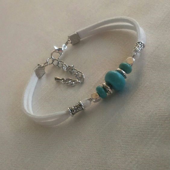 silver bracelet with turquoise bead