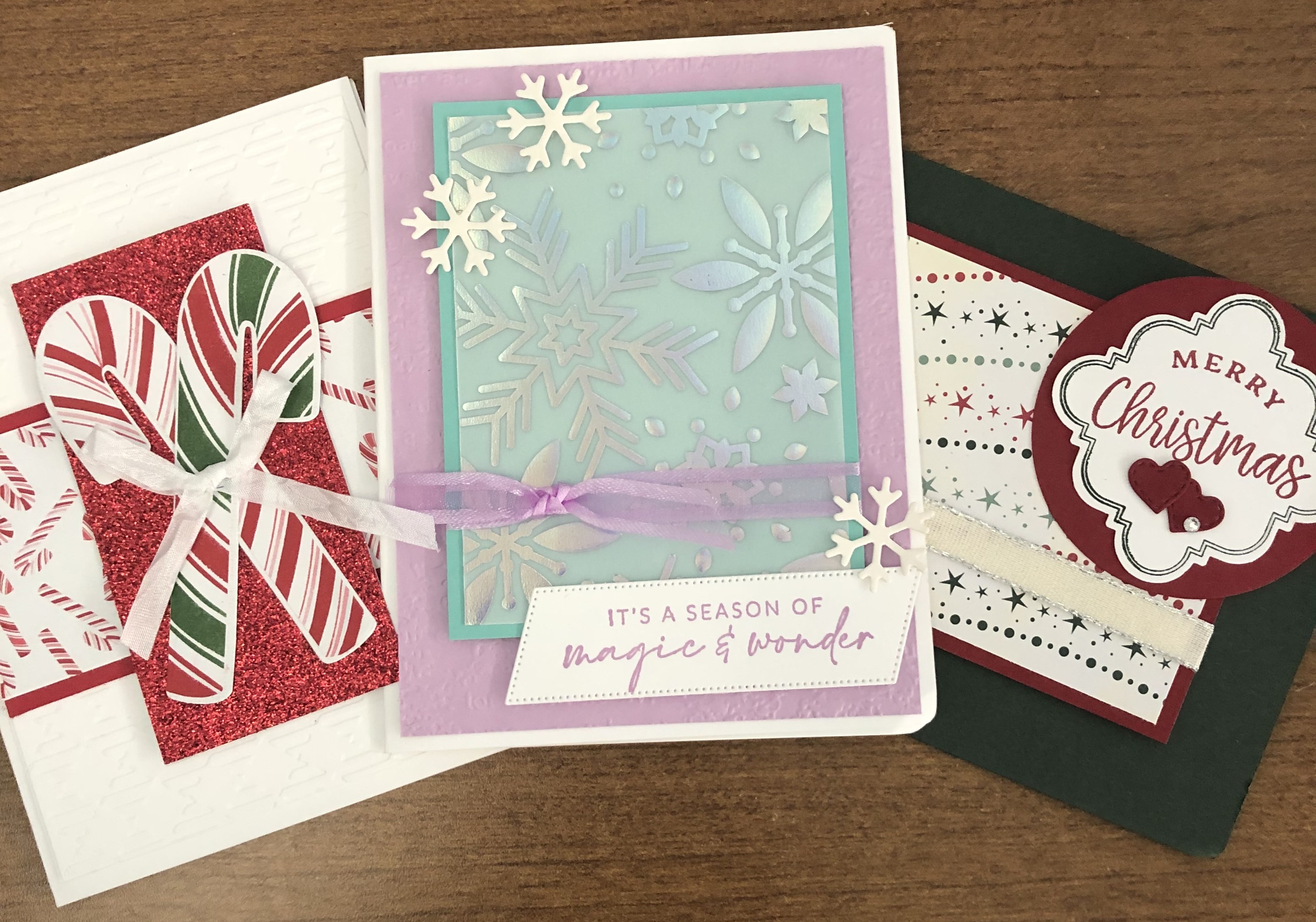 white red silver Christmas cards