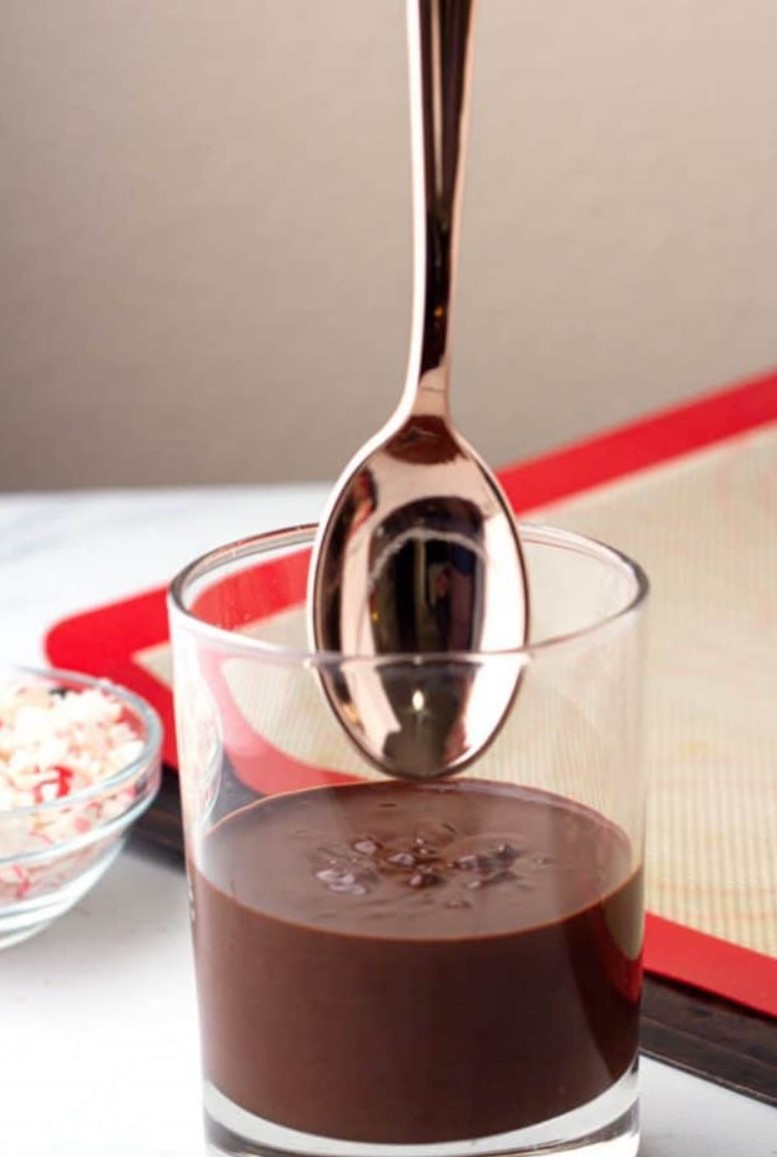 spoon and chocolate in glass