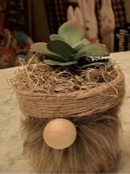 brown gnome head flower pot