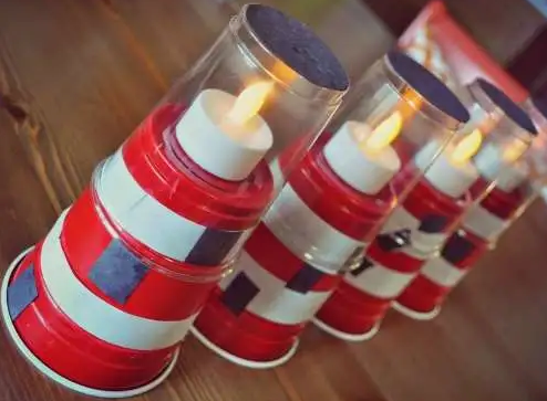 light house craft, red and white