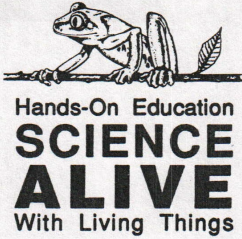 Science Alive printed in black and white text
