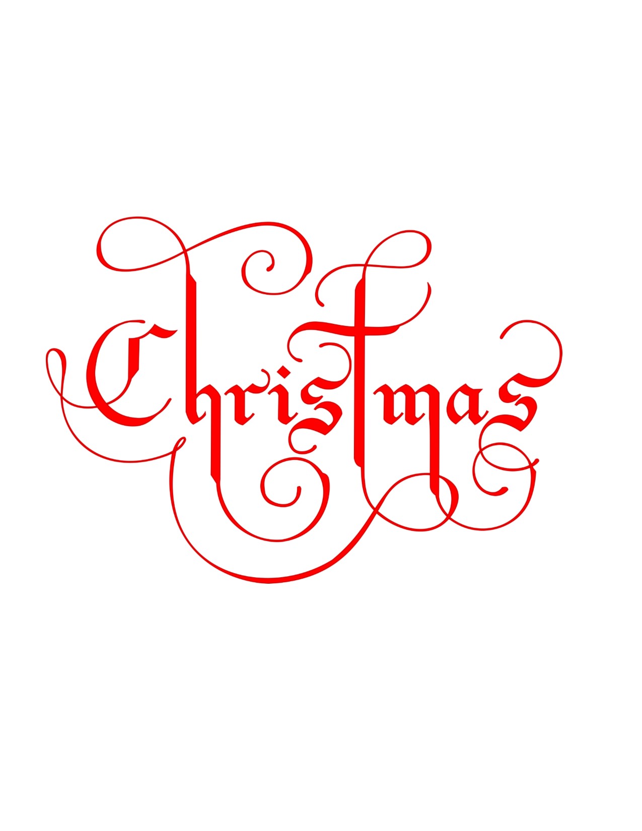 Red writing spelling Christmas