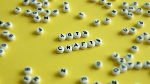 Art and Craft spelled out on a bright yellow background