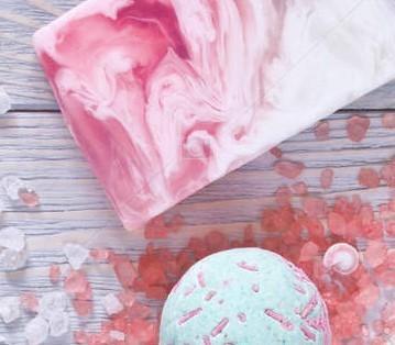 pink and white bar soap