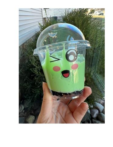 green slime in a clear cup