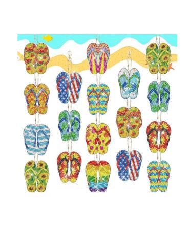multi colored flip flops