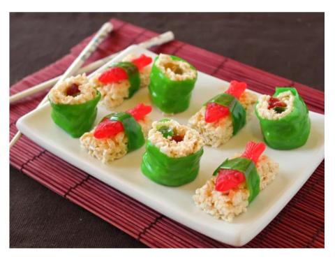 multi colored candy sushi
