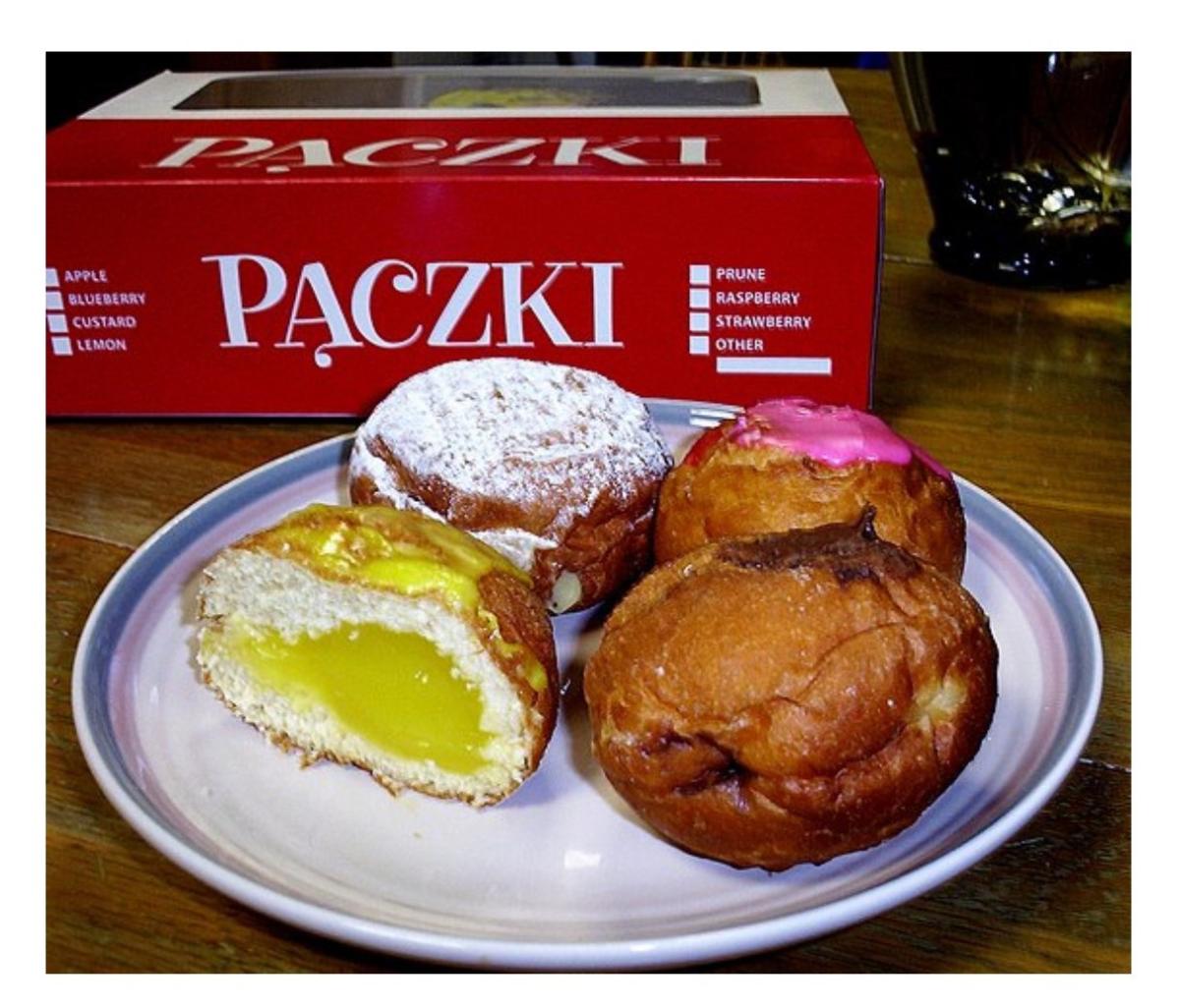 brown filled paczki donuts