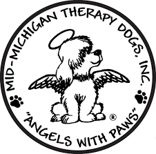 black and white logo of Mid-Michigan therapy dogs