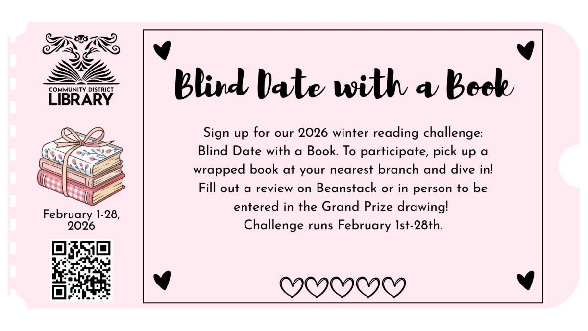 pint sign that says "Blind Date With a Book"