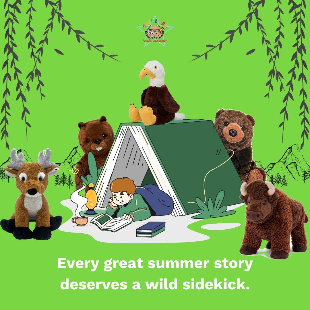 green tent with stuffed animals